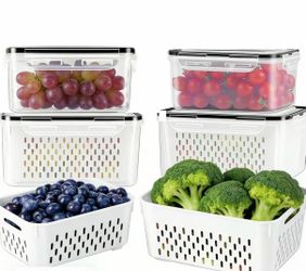 8 pcs Fridge Organizer Storage (4 Colanders & 4 Storage box)