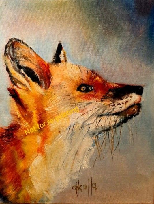 Painting Of A FOX 7x9 Original Oil Portrait Sold By Artist Art Artwork Animals Pet Pets Foxhound Hunter