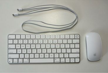White Wireless Apple Magic Keyboard & Magic Mouse (with USB-C Cable for Charging)