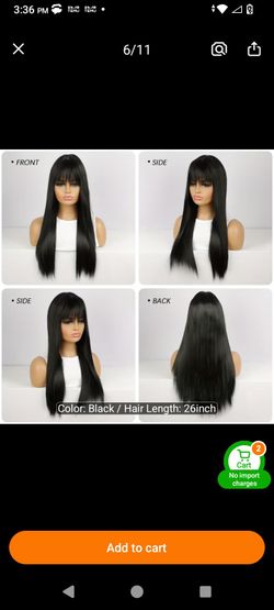 Black '26 inch synthetic wig
