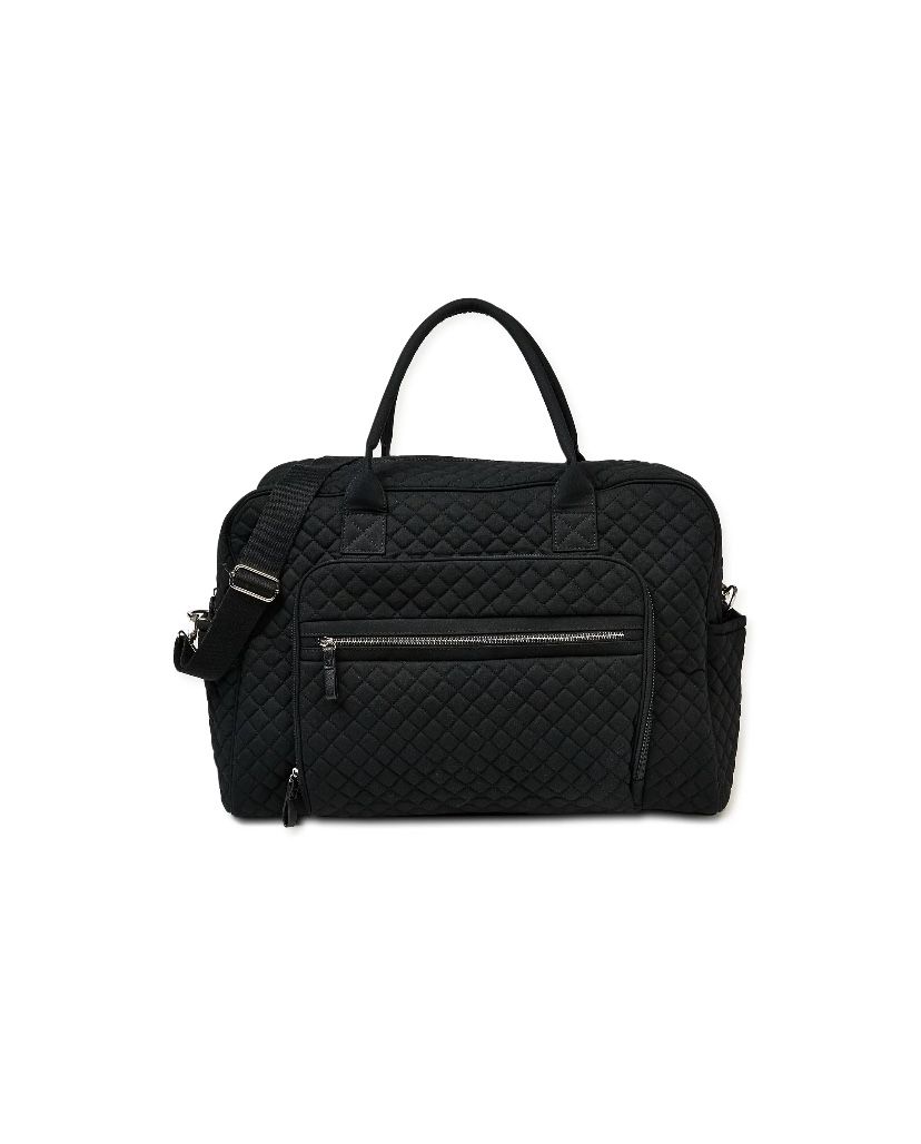 No Boundaries Women's Quilted Weekender Duffle Bag with Multi Compartments Black
