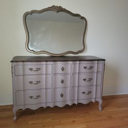 Refinished French provincial dresser and Mirror