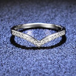Brand New Moissanite Wedding Band Ring 18K White Gold Plated Sterling Silver