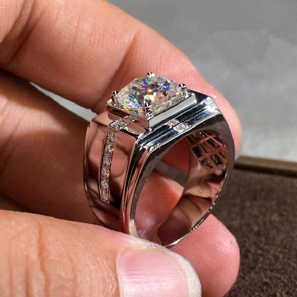 "Trendy Fever Square Glitter Zircon Chunky Daily Ring for Man, PD812
 
 