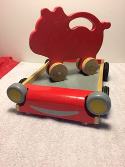 TOYS ROLLING CAR AND PIGLET WOODEN HANDMADE LAST FOREVER L@@K CUTE CUTE
