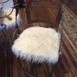 Vintage Wrought iron And Rattan Counter Chairs