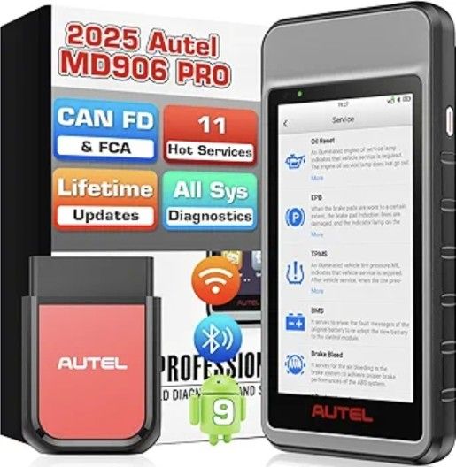Autel Scanner MaxiDIAG MD906 PRO, 2025 MD906PRO OBD2 Full Systems Car Diagnostic Tool, CAN FD & Bluetooth Lite of MaxiCOM MK808S MK808 MX808S, 11 Rese