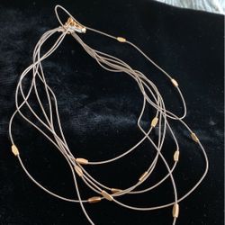 Brown & Gold Rope Costume Necklace 20” 