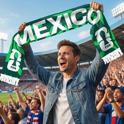 World Cup Mexico Spectator Scarf (With Tassels), Polyester material (54.33 in x 6.5 in)