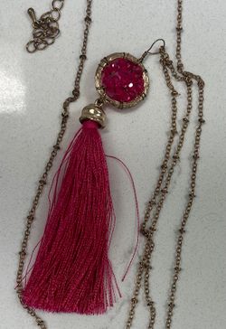 Pink Tassel Long Necklace 