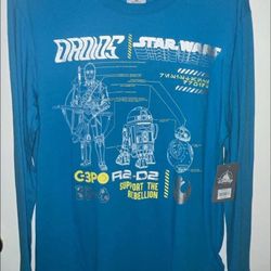 DISNEY Star Wars DROIDS “Support The Rebellion” L/S Shirt (Size Medium) NWT