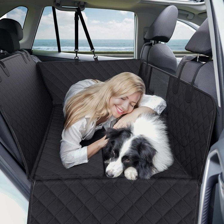 Dog Car Seat Cover for Back Seat - Pet Cover for Dogs, Large Space & Waterproof Hard Bottom Car Seat Cover for Dogs Holds 400lbs, Foldable, Sturdy Dog
