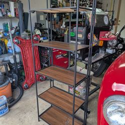 Foldable faux wood/metal shelf