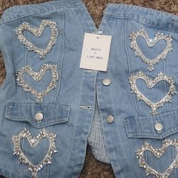 Light Blue Embellished Women's Jean Shirt