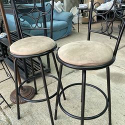 Two Sets Of Barstools, Trendy, Metal, Comfy Cushion