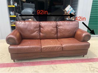 Brown Genuine Leather Couch (DELIVERY AVAILABLE)
