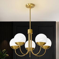 21.7" Modern Gold Chandelier, 5-Light Sputnik Chandeliers ,E12 base