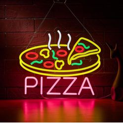  Pizza Neon Sign for Wall Décor Dimmable LED Neon Light USB Powered Neon Art Signs Decor