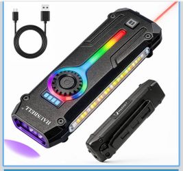 Flat EDC Flashlight,1800 LM UV Magnetic Rechargeable Pocket Stepless Dimming Dial,Stainless Steel Body,RGB+UV,USB-C Fast Charge,Magnetic Base,Waterpro