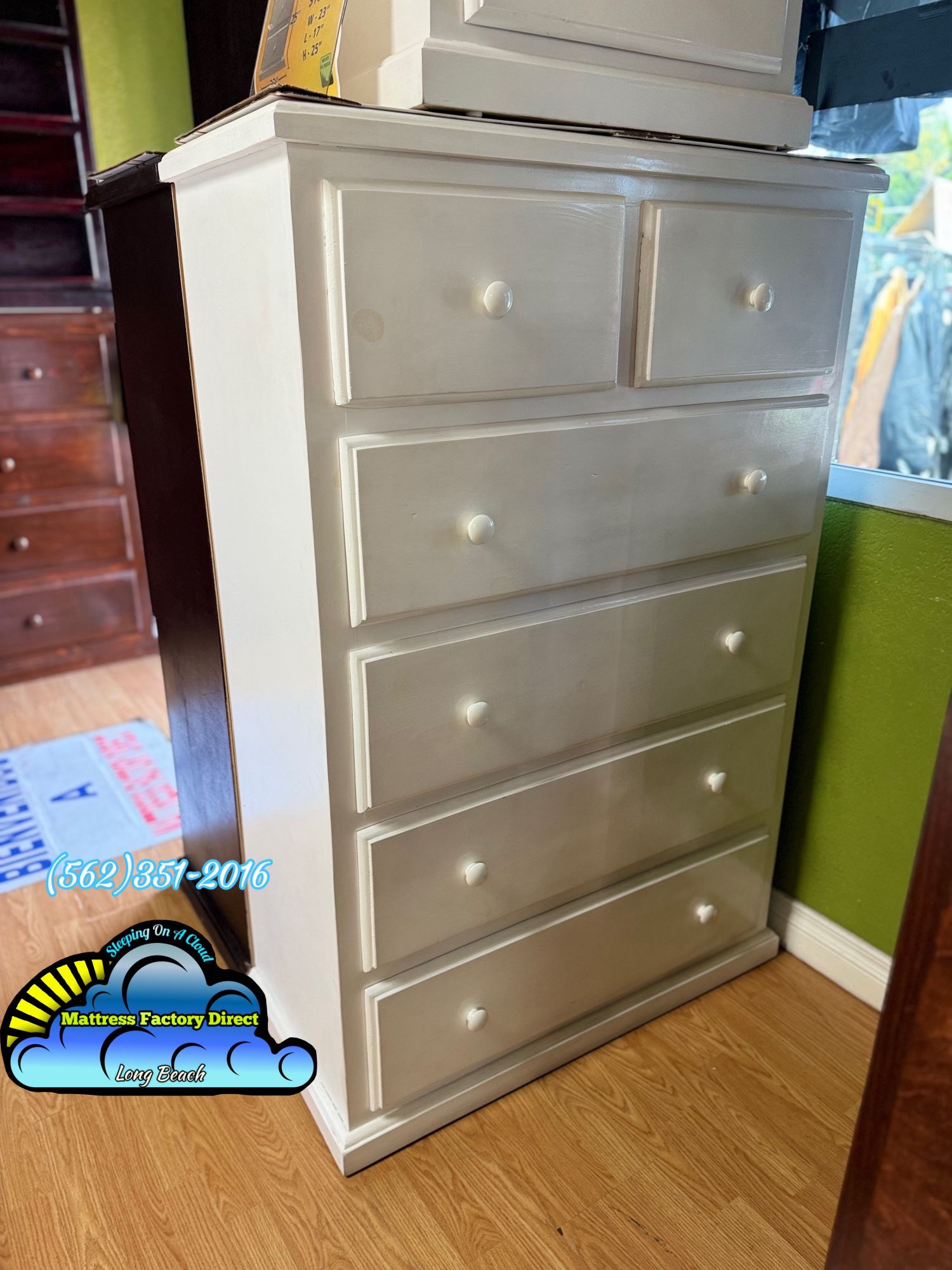White Duplex Jumbo Pinewood Dresser Drawer Chest Cajonera