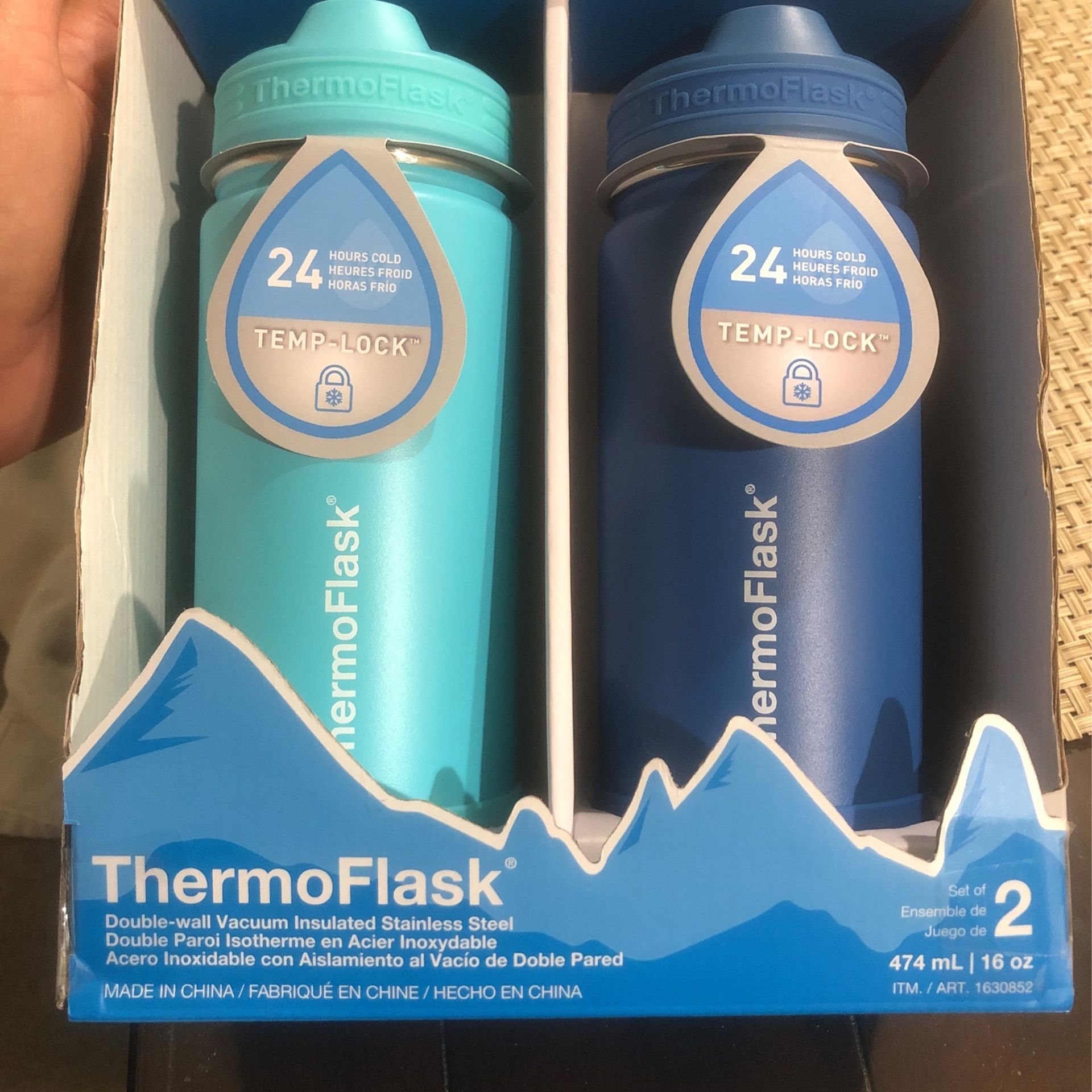 Thermoflask Dining | Thermoflask 16oz Stainless Steel Water Bottles, 2-Pack Red & Teal | Color: Green/Red | Size: Os | Pm-44513888's Closet