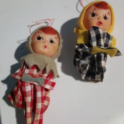 Vintage Xmas Elves X2   MCM Retro