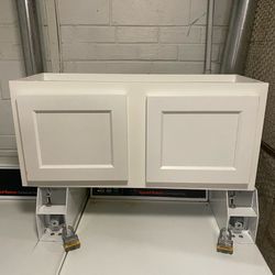 BAXLEY 33 IN. PAINTED PURE WHITE DOOR WALL CABINET WITH 2 DOORS