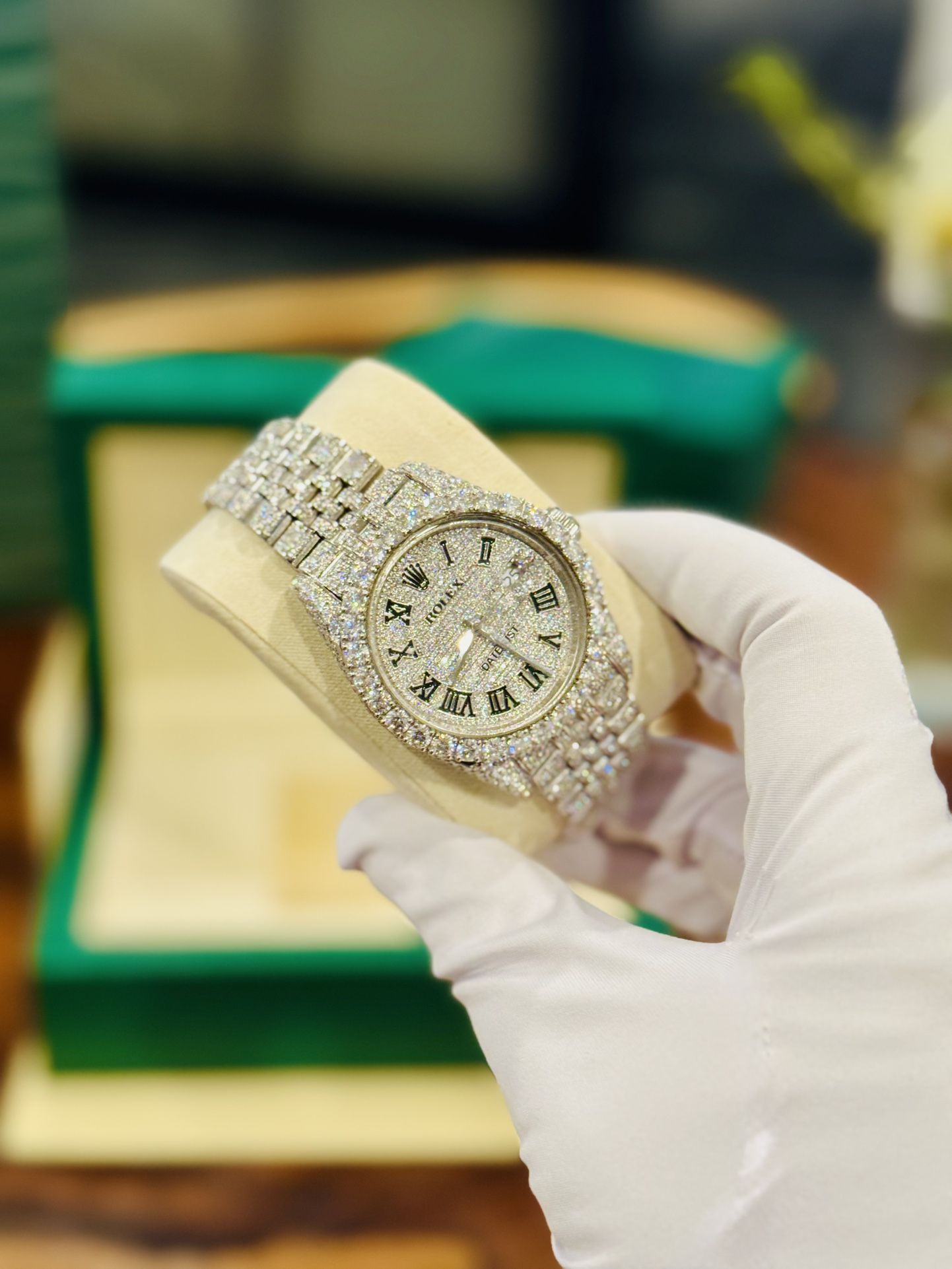 π₯ Iced-Out Silver Watch β Fully Bust Down βπ