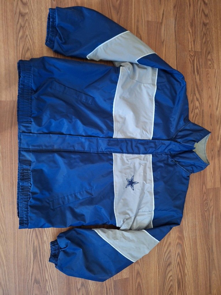Dallas Cowboys Vintage Jeff Hamilton Navy Silver Heavy Winter Jacket Men X-LARGE