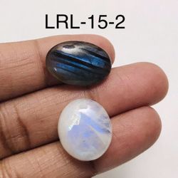 Labradorite & Rainbow Oval Shape-2Pc-Lot-LRL-15-2