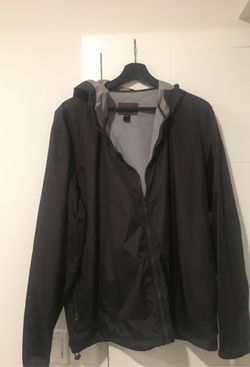Men black rain jacket with hood size large
