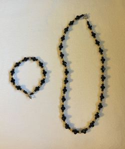 Black & Champagne Necklace/Bracelet
