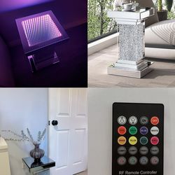 LED Infinity Mirror Side Table – 8 Color Changing – Brand New – RF Remote