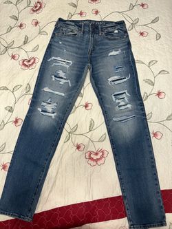 American Eagle Blue Ripped Athletic Fit Jeans AirFlex+