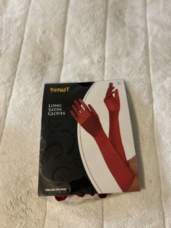 Long Red Satin Gloves