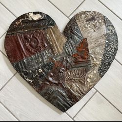 Wood Heart With Metal 