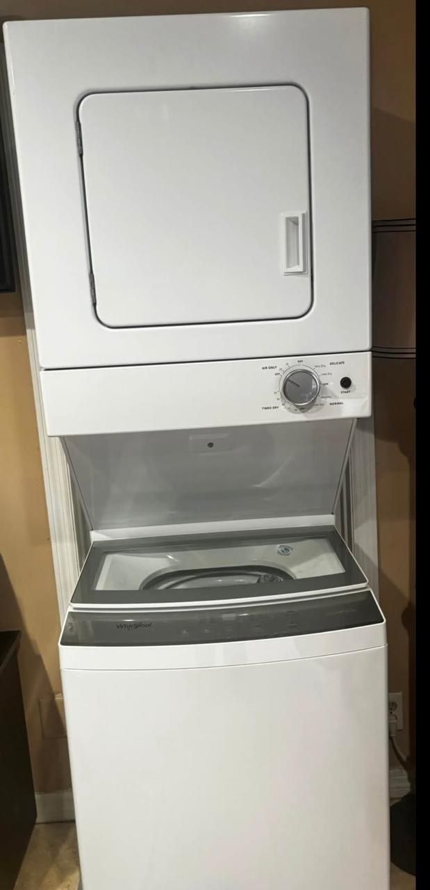 Whirlpool 24” Stackable Washer & Electric Dryer Laundry Center – 1.6/3.4 cu ft, 240V (Model WET4024HW)