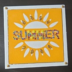 Vibrant Yellow and White Sunburst Wall Art