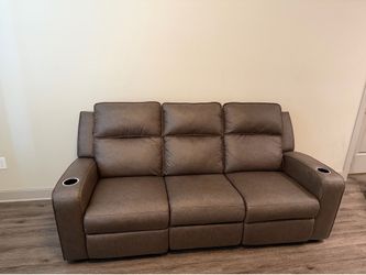 Ashley 87” Brown Dual-Reclining Sofa - Like New