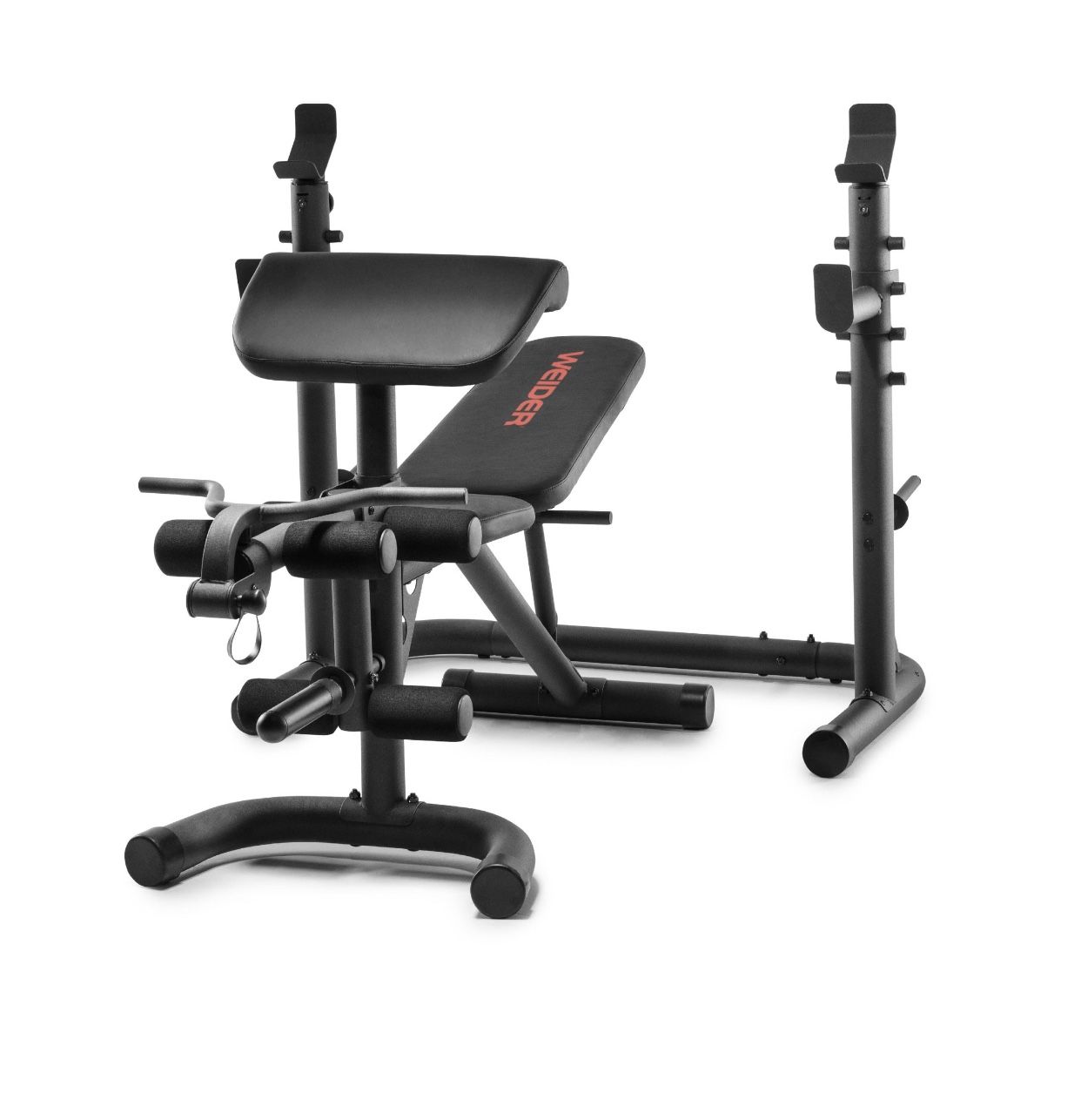 Weider XRS 20 Olympic Workout Bench With Independent Squat Rack And Preacher Pad