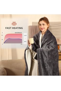 Heated Blanket Full Size, Electric Heated Blanket with 1-10 Hours Adjustable Timer & 6 Heating Levels, Fast Heating Blanket for Full Body, Home Beddin