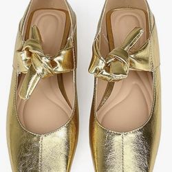 WOMEN’S 10 GOLD BALLET FLATS CASUAL OFFICE
