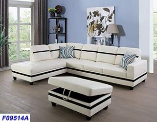 New Sectional with Storage Ottoman