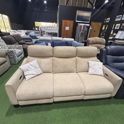 beige Automatic Recliner Tan Couch Sofa 