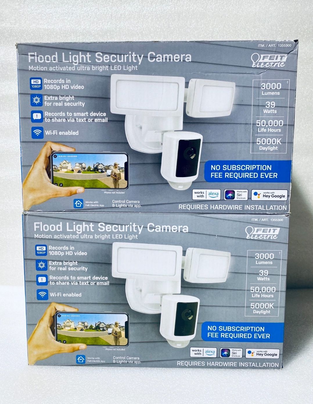 Lot Of 2 Feit Electric LED Dual Head Motion Sensor 1080P HD Smart White ...