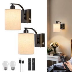Powfloven Rechargeable Wall Sconces Set of 2, 12000mAh Black