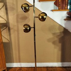 Mid Century Modern Three Armed Brass Plated (Most Were In That Era) Orb Eye Ball Floor Lamp Style of Koch and Lowy