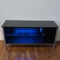 44" TV Stand Entertainment Center Table, Media Console for 50" TV, LED Light, Carbon Fiber