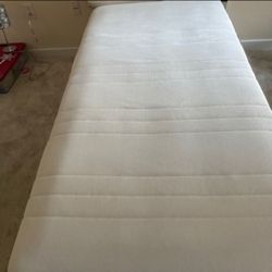 Selling Cream Upholstered Twin Bed + Mattress 