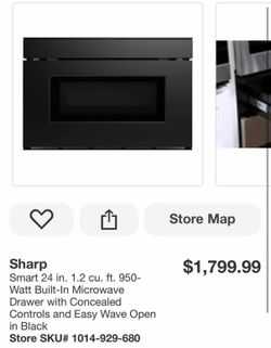 Sharp Smart 24 in. 1.2 cu. ft. 950-Watt Built-In Microwave Drawer with Concealed Controls and Easy Wave Open in Black